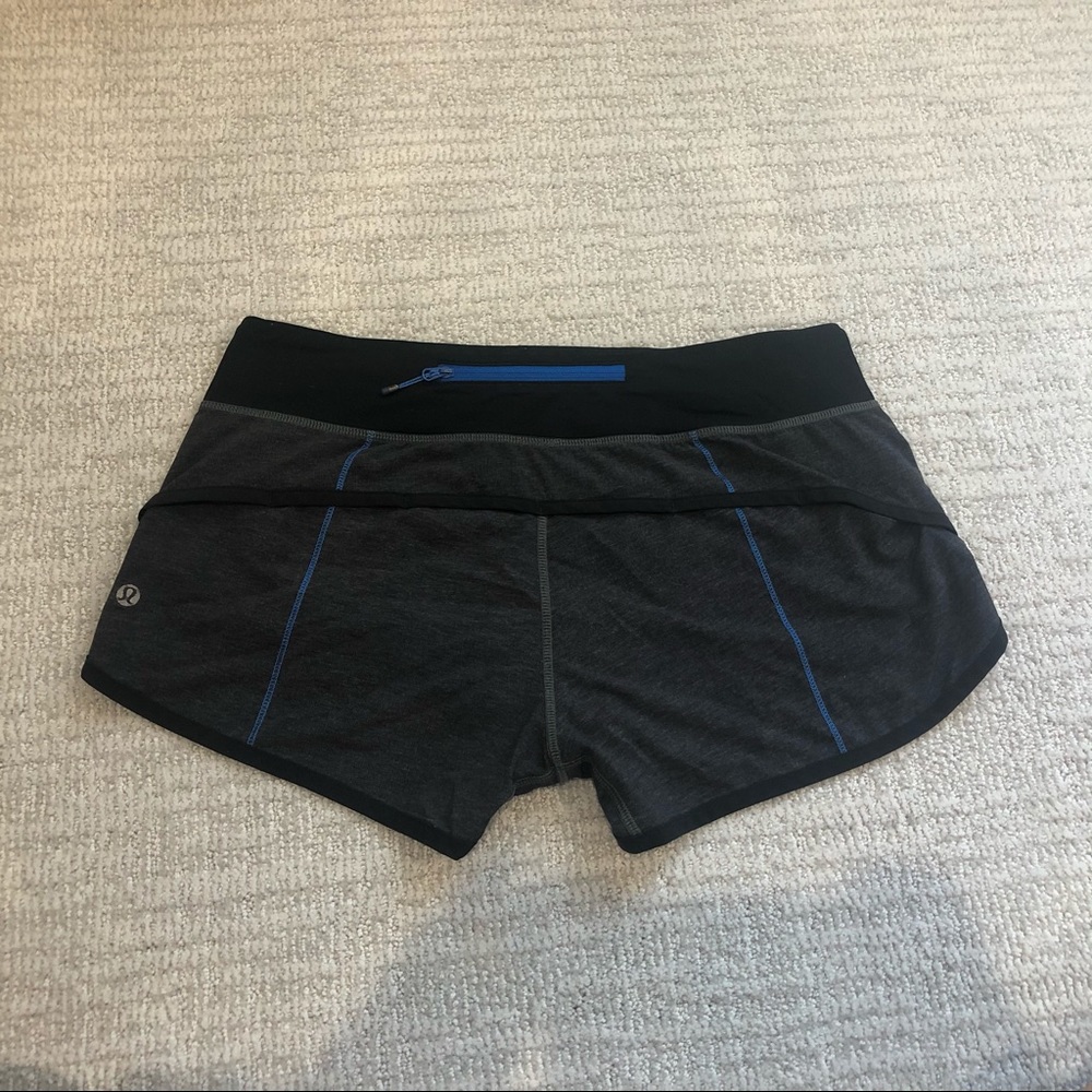 Gray and blue lululemon speed short